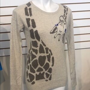 Aqua Tan Giraffe Print Cashmere Sweater